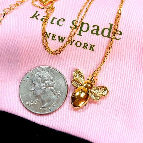 Kate Spade NY Womans Necklace Picnic Perfect Bumble Bee Crystal Gold Tone - Picture 3 of 3